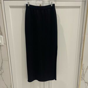 St. John Basics Santana Knit Black Long Maxi Evening Skirt Side Slit 8 Womens